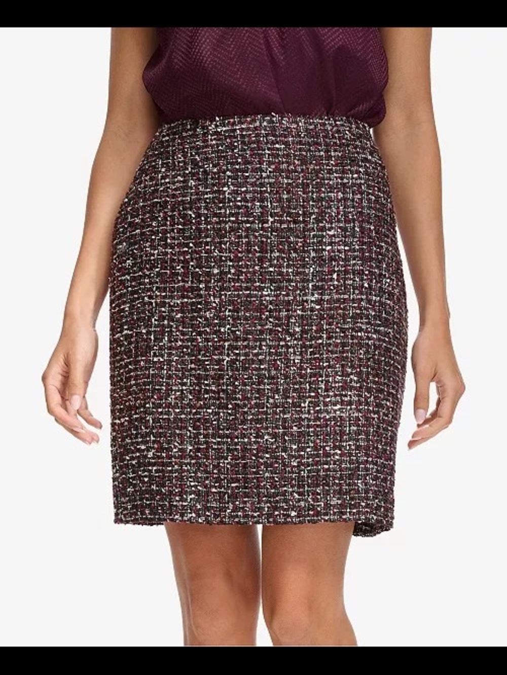 Calvin Klein Burgundy Tweed Pencil Skirt